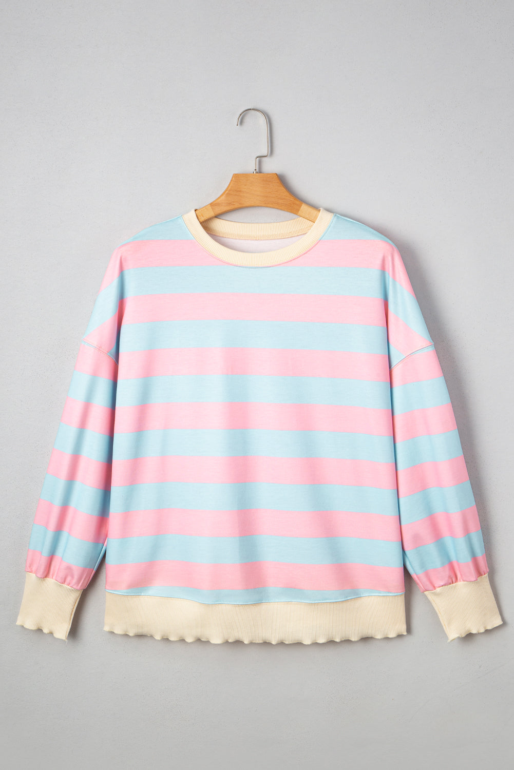 Sky Blue Stripe Colorblock Plus Size Sweatshirt 443703f9f7a5ee84