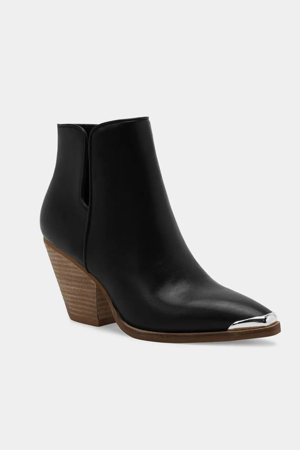 Beast Fashion Pointed Metal-Tip Toe Block Heel Ankle Boots 443f6804-727f-451f-b60a-4d03e3ae2363-Max