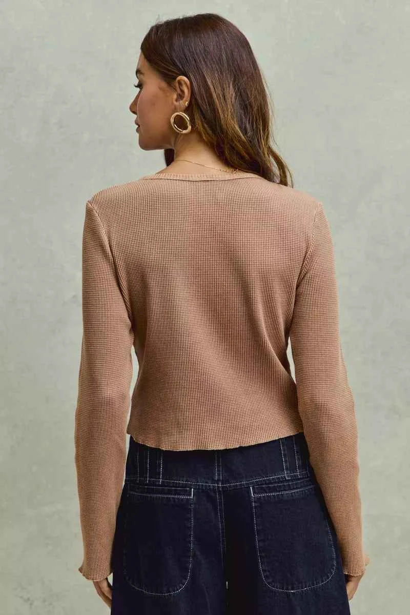 SO ME Vintage Washed Lace Crop Thermal Washed Knit Top 44452c1404a64707b94f73653029e9dc-Max-Origin