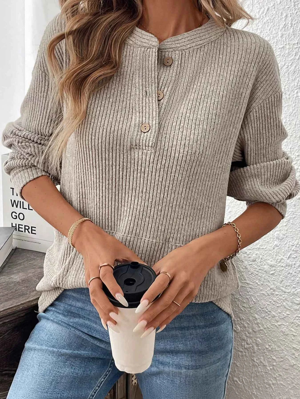 Button Detail Long Sleeve Top 444d20604d76437aa79c009b250810c9-Max-Origin