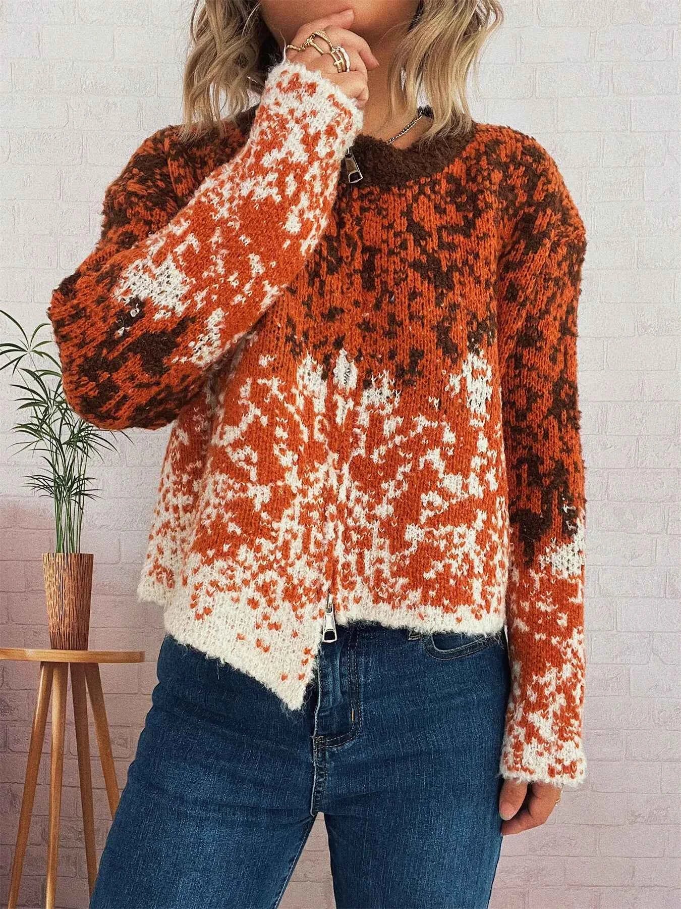 Asymmetrical Hem Zip Up Cardigan 444dcb5a46ee4470b404b60c156bc1da-Max-Origin