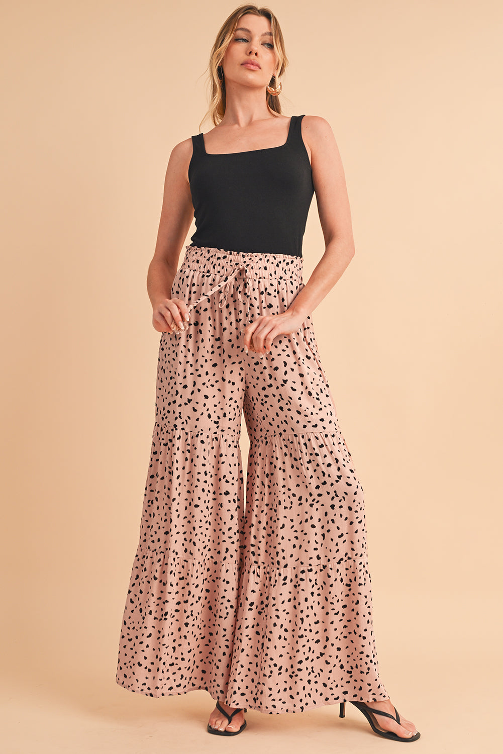 Brown Ruffle Wide Leg Animal Palazzo Pants 44528fbb7d9ed946