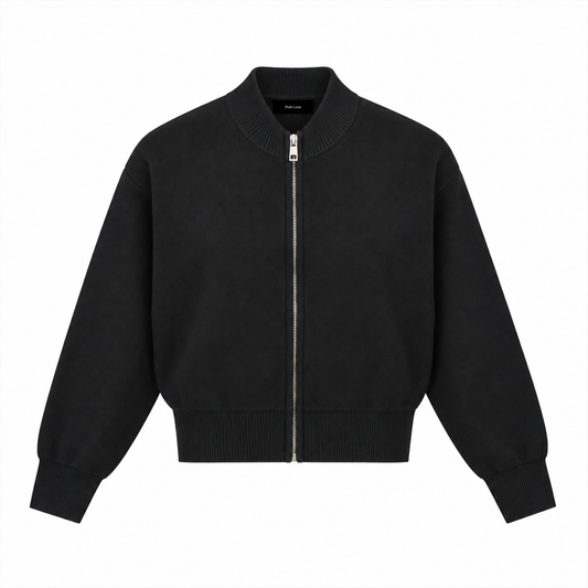 The Sculpted Mock-Neck Zip-Up Cardigan Black 4455cbd4-3049-4d1f-8b1a-fea50f4a8316