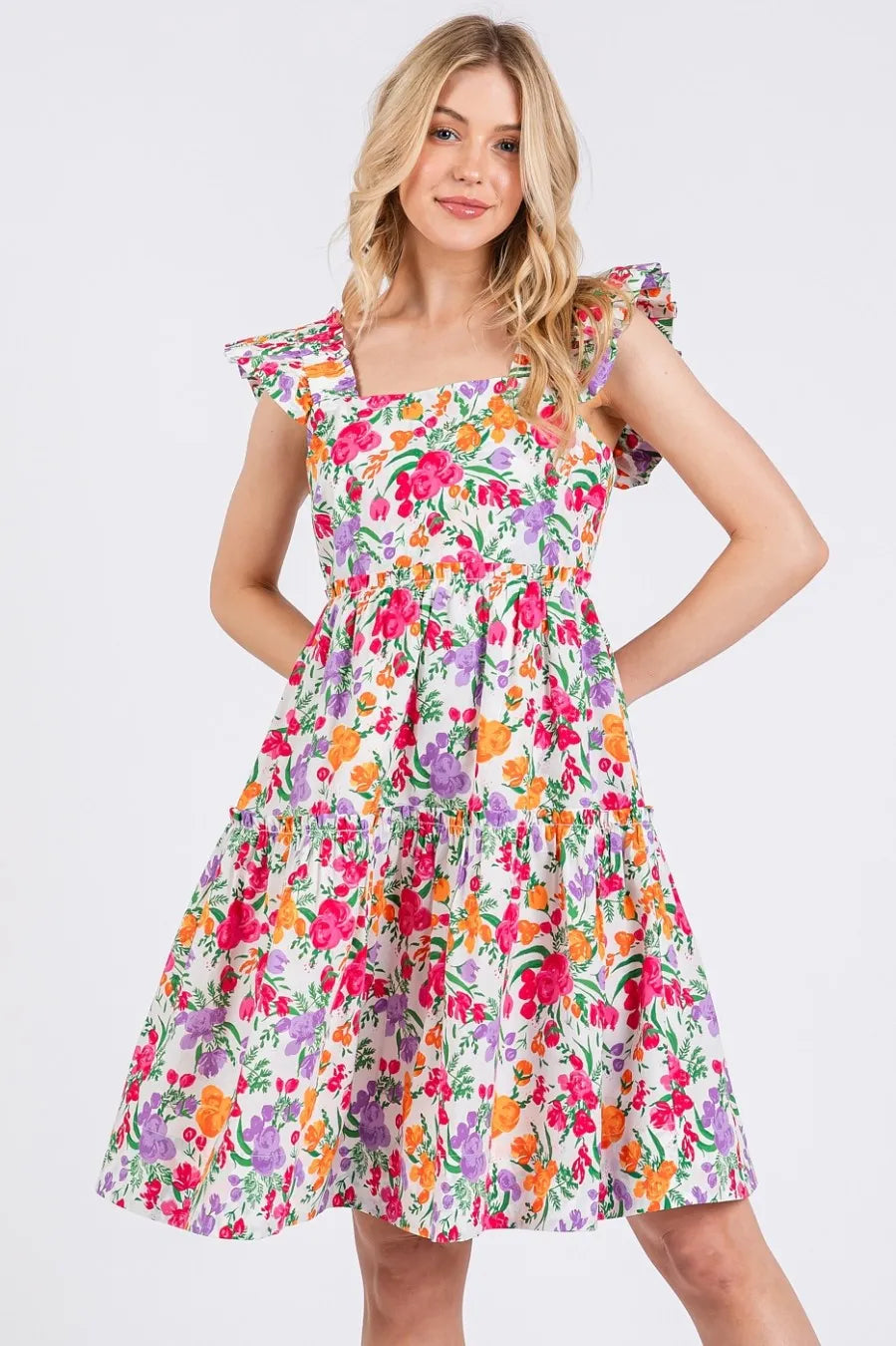 Mittoshop Flower Print Ruffle Shoulder A-line Mini Dress 4457d8f7edfd49c9b567ff708fc1f500-Max-Origin