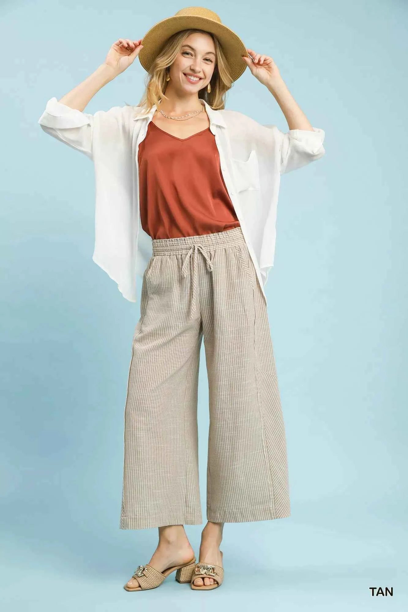 Umgee Linen Blend Striped Wide Leg Pants 44620c43-d919-421c-810d-6997dbb589cd-Max-Origin
