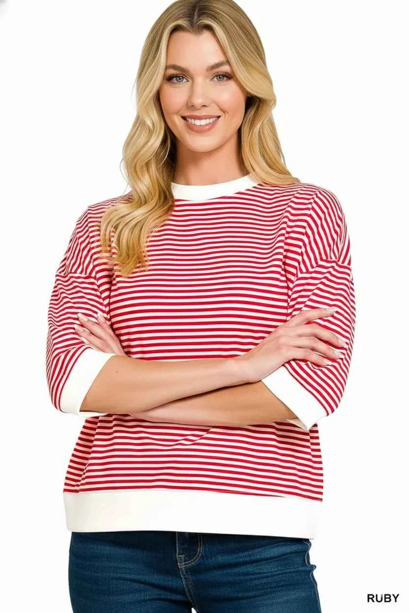 Zenana Striped Contrast Trim Banded Bottom Top 44664c55-34c6-4591-b913-7d21d6904638-Max-Origin