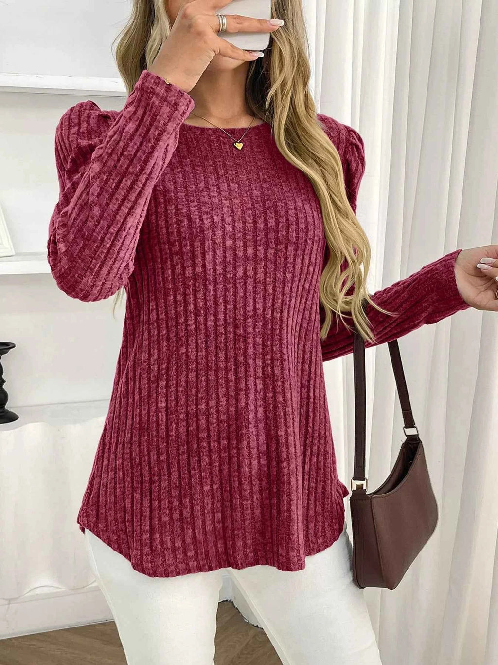 Round Neck Puff Sleeve T-Shirt 446660d0-9fec-408f-a44e-db1bb5c51a97-Max-Origin