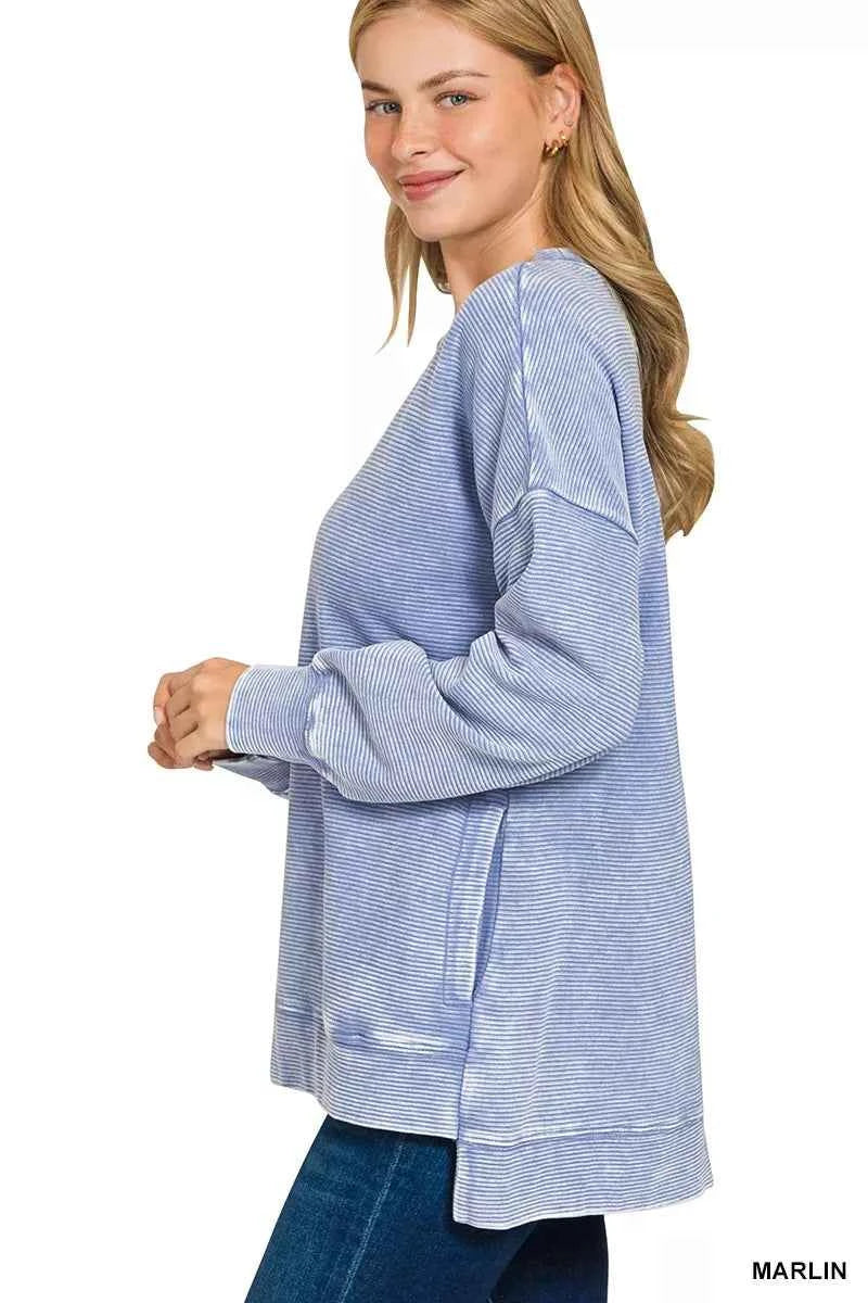Zenana Full Size Acid Washed Double Ribbed Hi-low Sweatshirt Plus Size 44781611458a4614ba8789fcc5a87158-Max-Origin