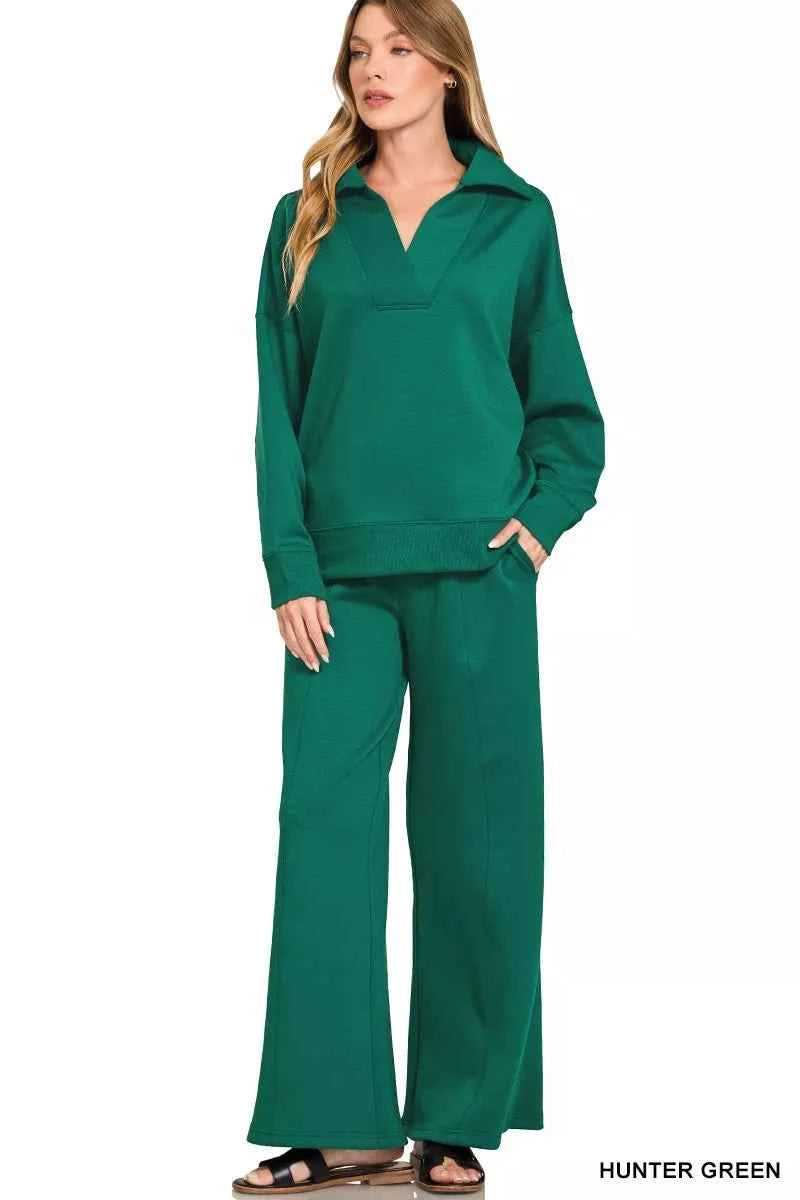 Zenana Scuba Collared Pullover and Pants Set HUNTER GREEN 447a17f936744d1aa2979d2e4843b583-Max-Origin