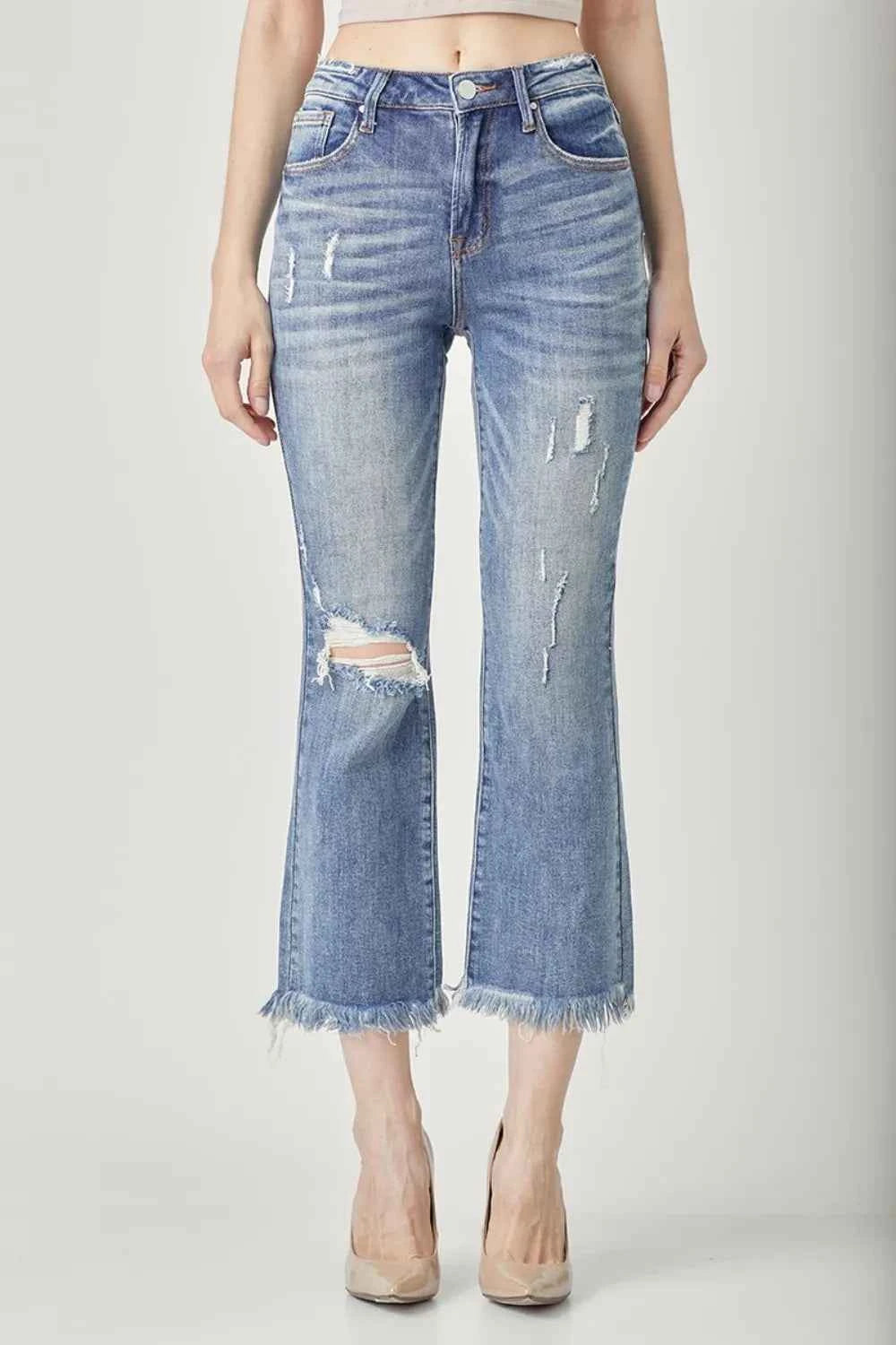 RISEN High Waist Distressed Cropped Bootcut Jeans 44859d87-b91d-41ae-b993-a31bdb9c9a0a-Max
