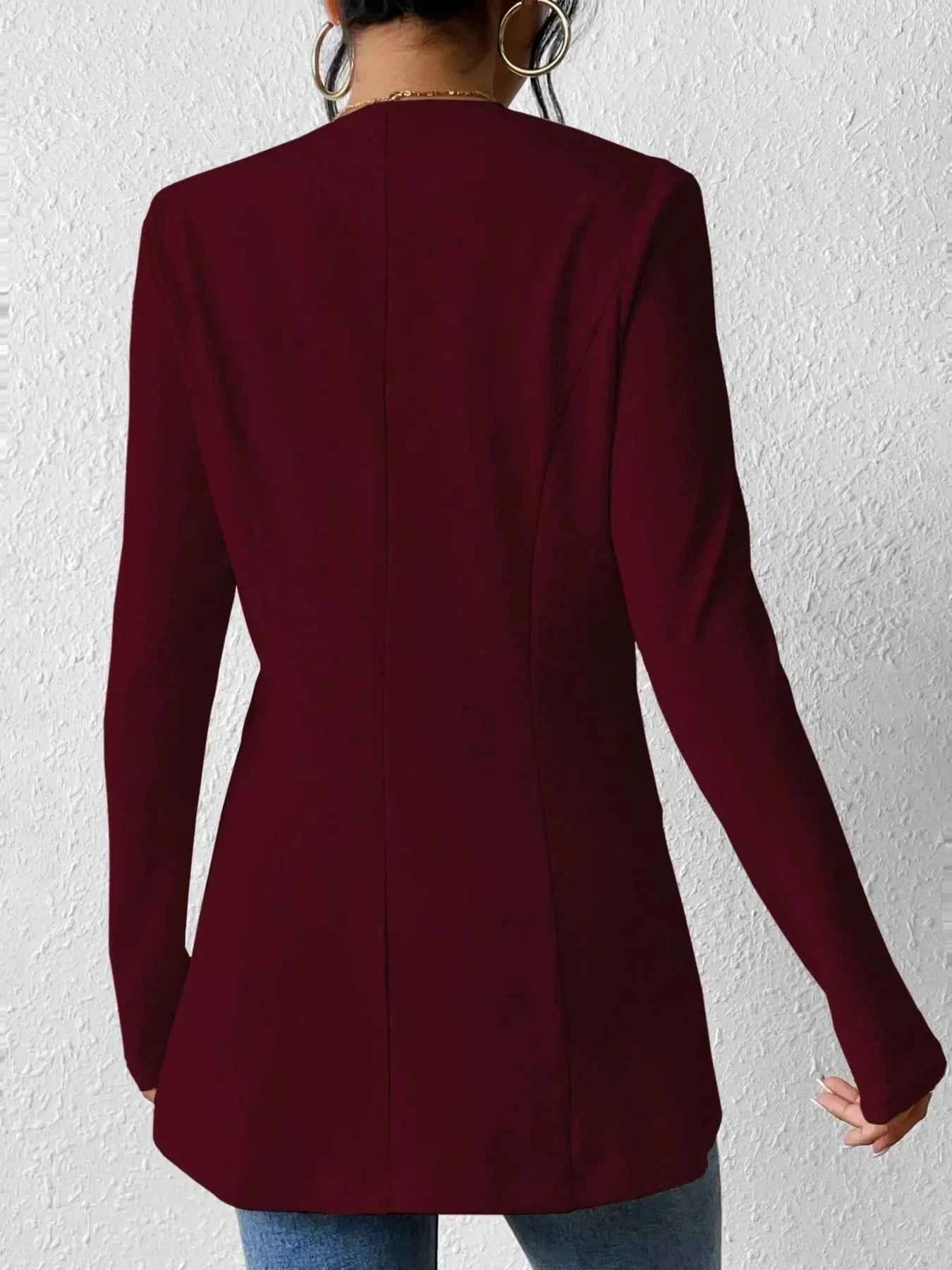 One Button Long Sleeve Blazer 4488f6ea822445599e46e2e1e26205af-Max-Origin
