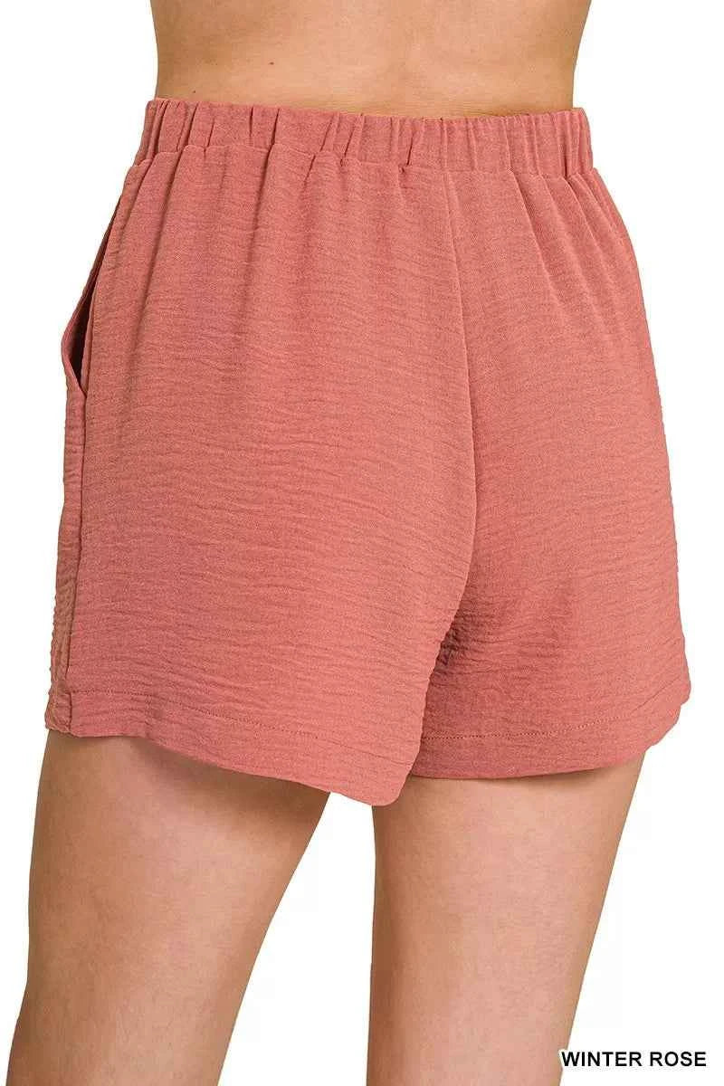 Zenana Woven Airflow Back Elastic Waist Shorts 449960ac7d9b4c599821325103d7b222-Max-Origin
