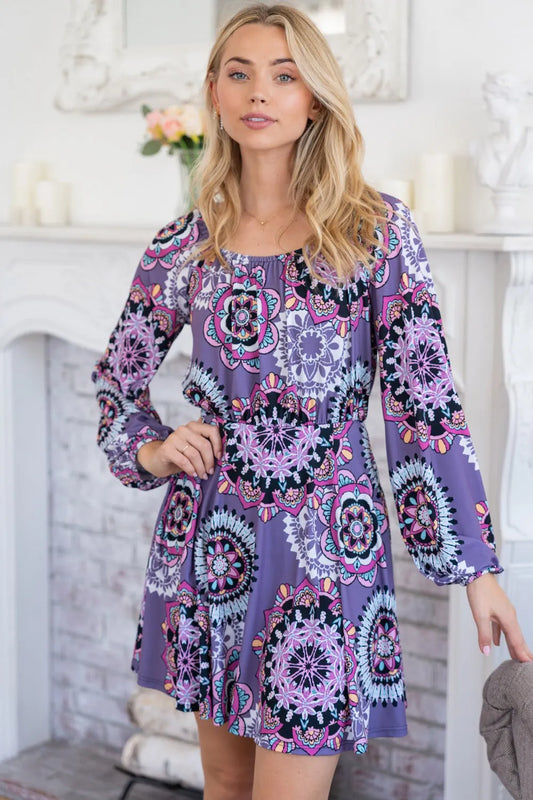 White Birch Printed Long Sleeve Mini Dress with Short Liner 449c6e56-62df-4538-b6bb-4baa7d044ccb-Max