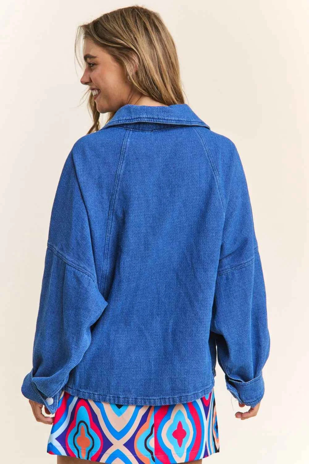 J.NNA Snap Down Long Sleeve Denim Shacket 44ad21e7-0041-49b8-b766-68af54f4054c-Max