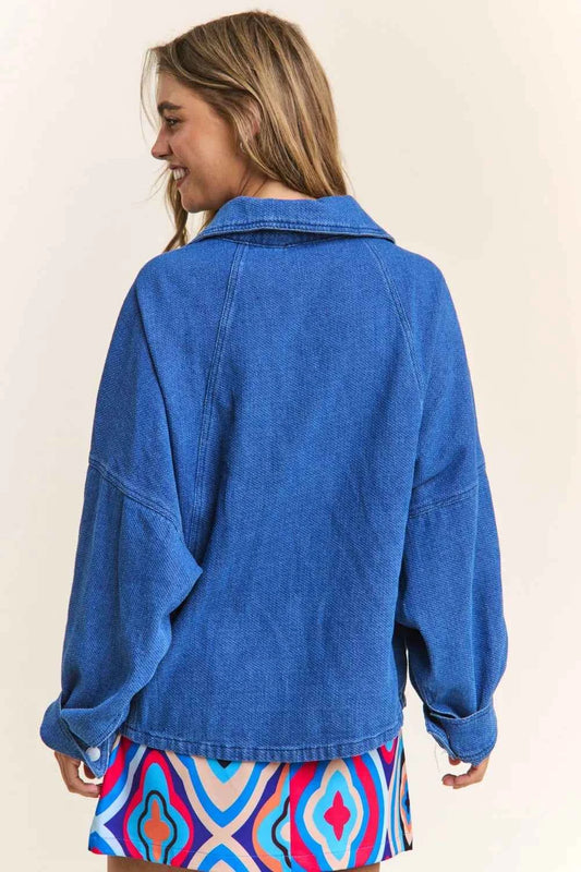 J.NNA Snap Down Long Sleeve Denim Shacket 44ad21e7-0041-49b8-b766-68af54f4054c-Max