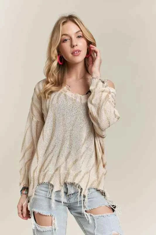 ADORA Frayed Zebra Knit Top 44b14dfb7fb8411f98c2e416bd17307a-Max-Origin