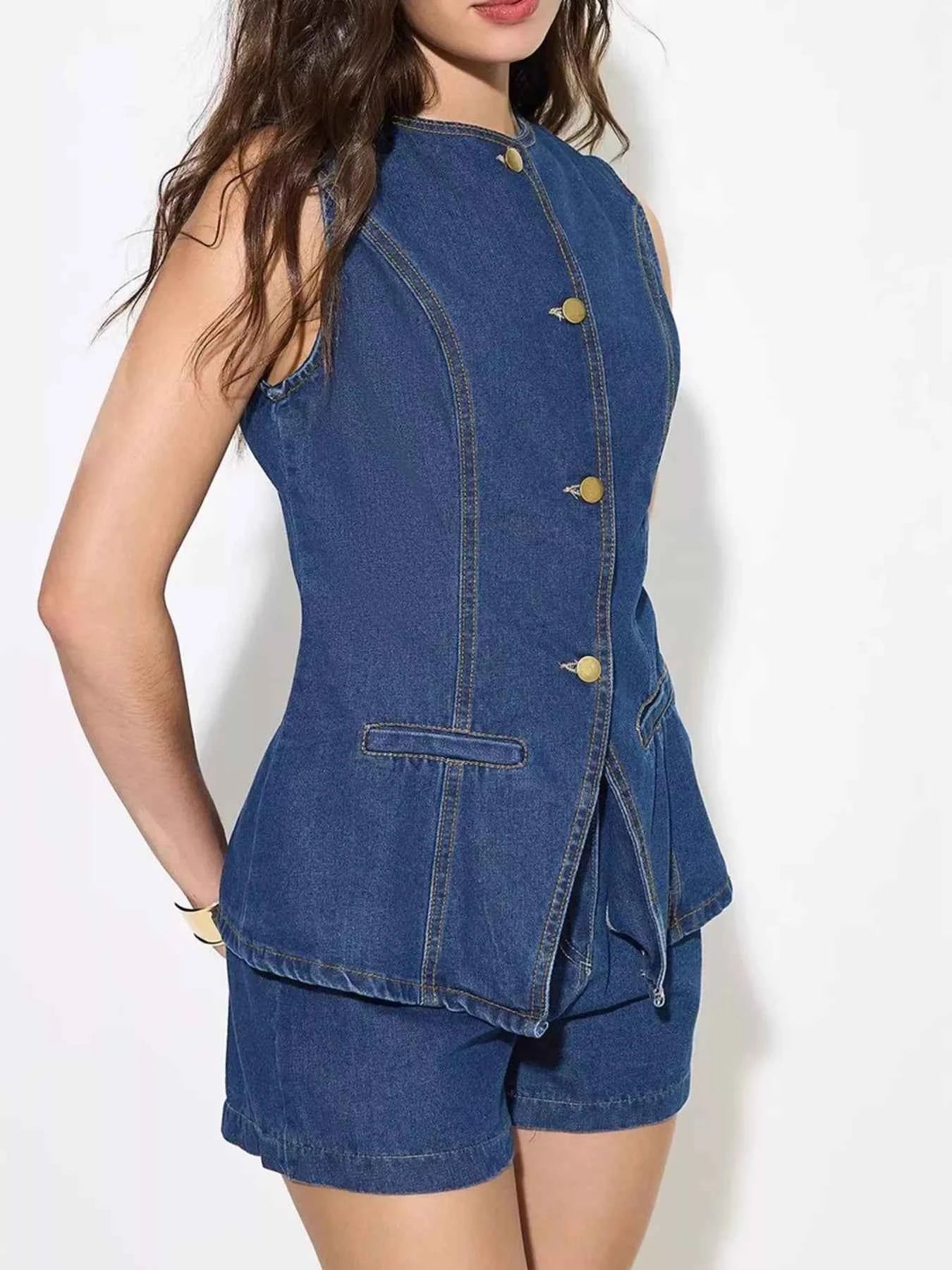 Button Up Sleeveless Denim Top and Shorts Set 44b9a57eff294b228e568a73ea956d2f-Max-Origin
