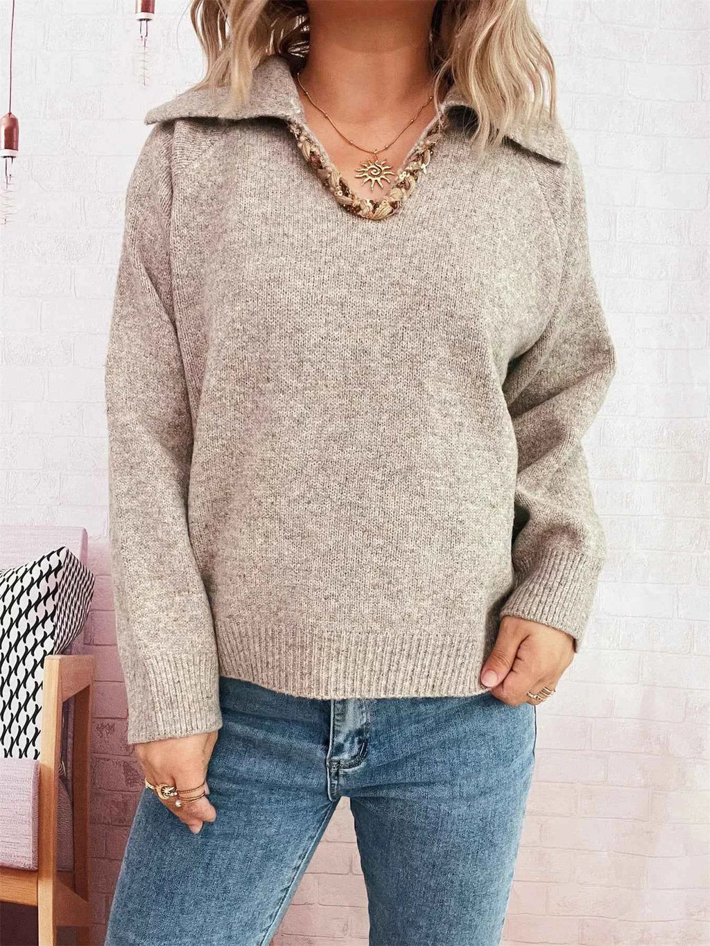 Ribbed Hem Raglan Sleeve Sweater 44c163e7db4d4d429b814eb4f2d344df-Max-Origin