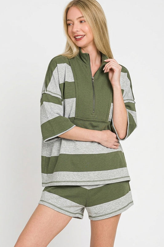 Frenchterry Striped Half Zip Top & Shorts Set 44c408f3-ff97-4f47-b79d-d4c28ca2e41a-Max