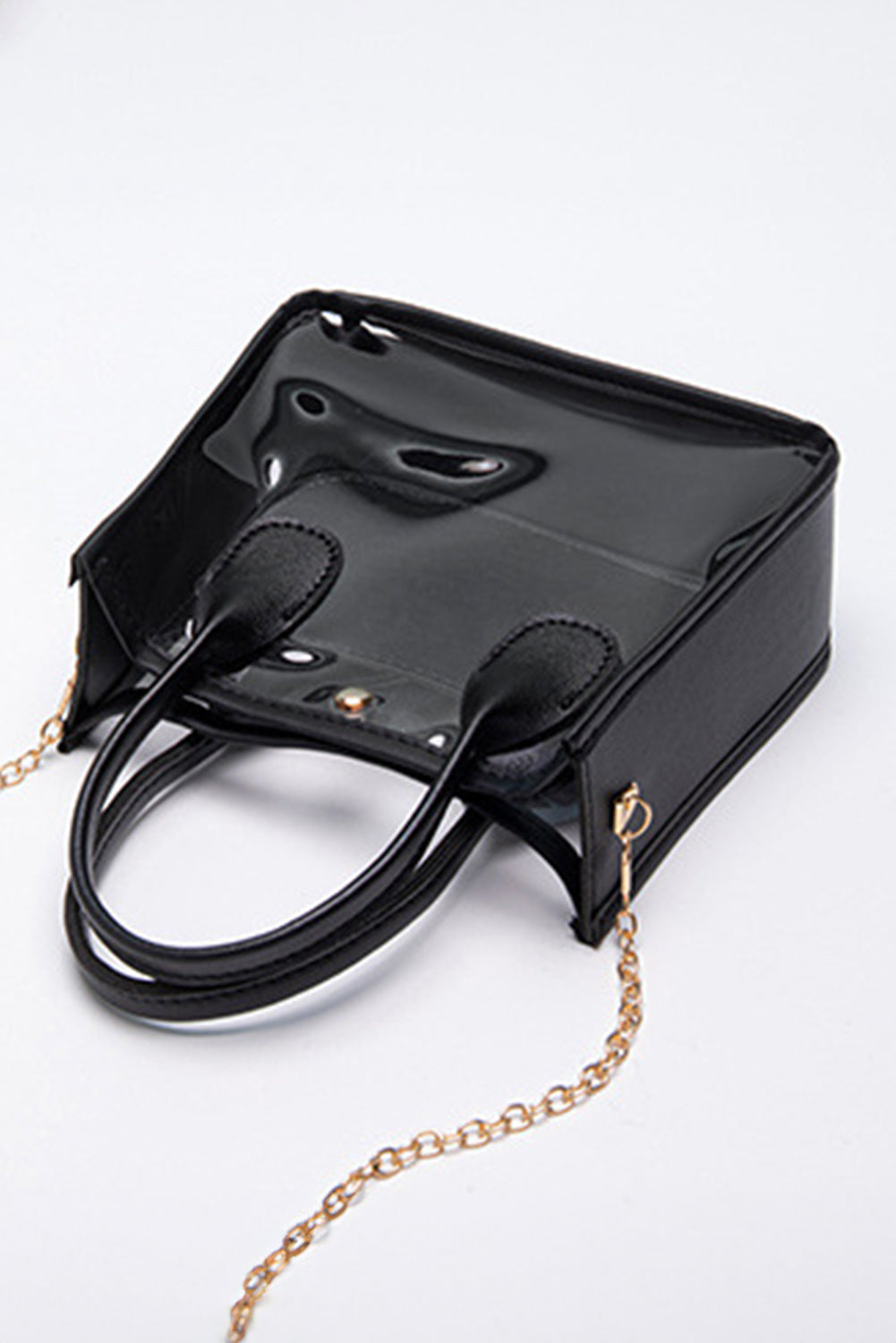 Black PVC PU Leather Chain Strap Clear Shoulder Bag 44cc0e495cdc03d7