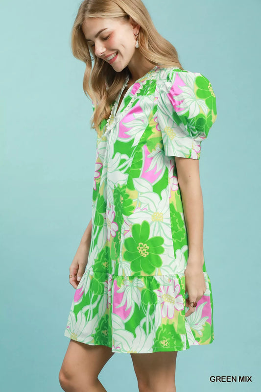 Floral Puff Sleeve Tiered Mini Dress 44cf9fae-89c7-4cb3-ae97-042436d3b32b-Max-Origin