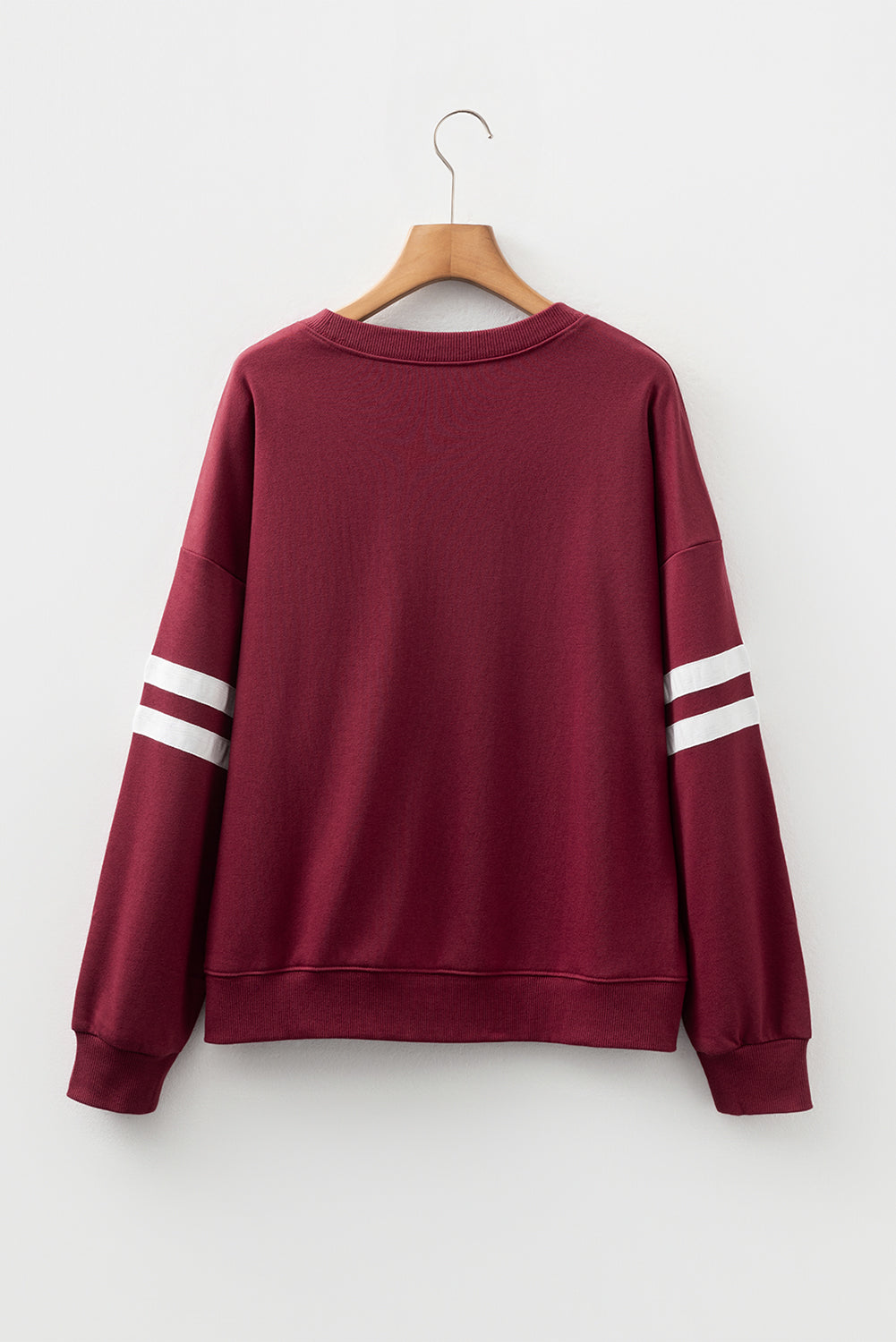 White Preppy Striped Sleeve Loose Sweatshirt 44df7c367c5dd676