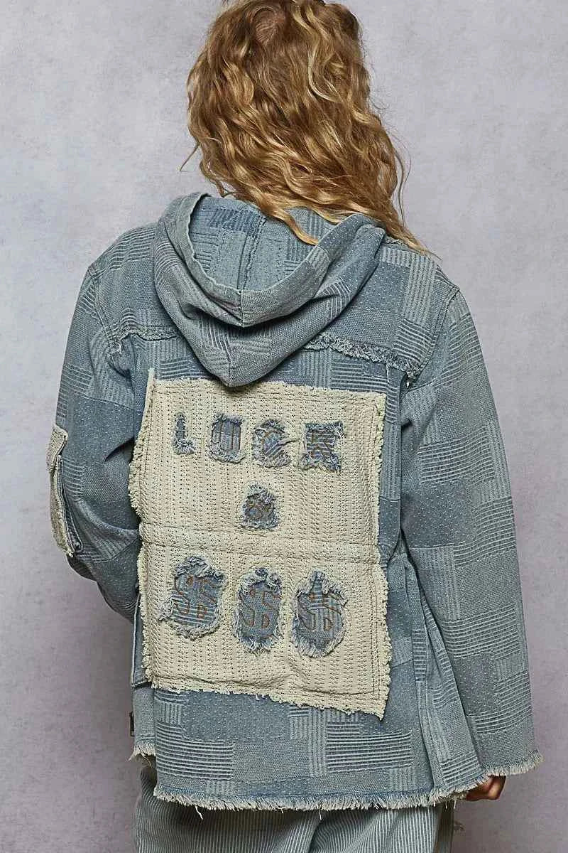 POL Raw Hem Drawstring Zip Up Hooded Denim Jacket 44dfbfd3-3682-4d13-aee4-4f658c6c9b7a-Max-Origin