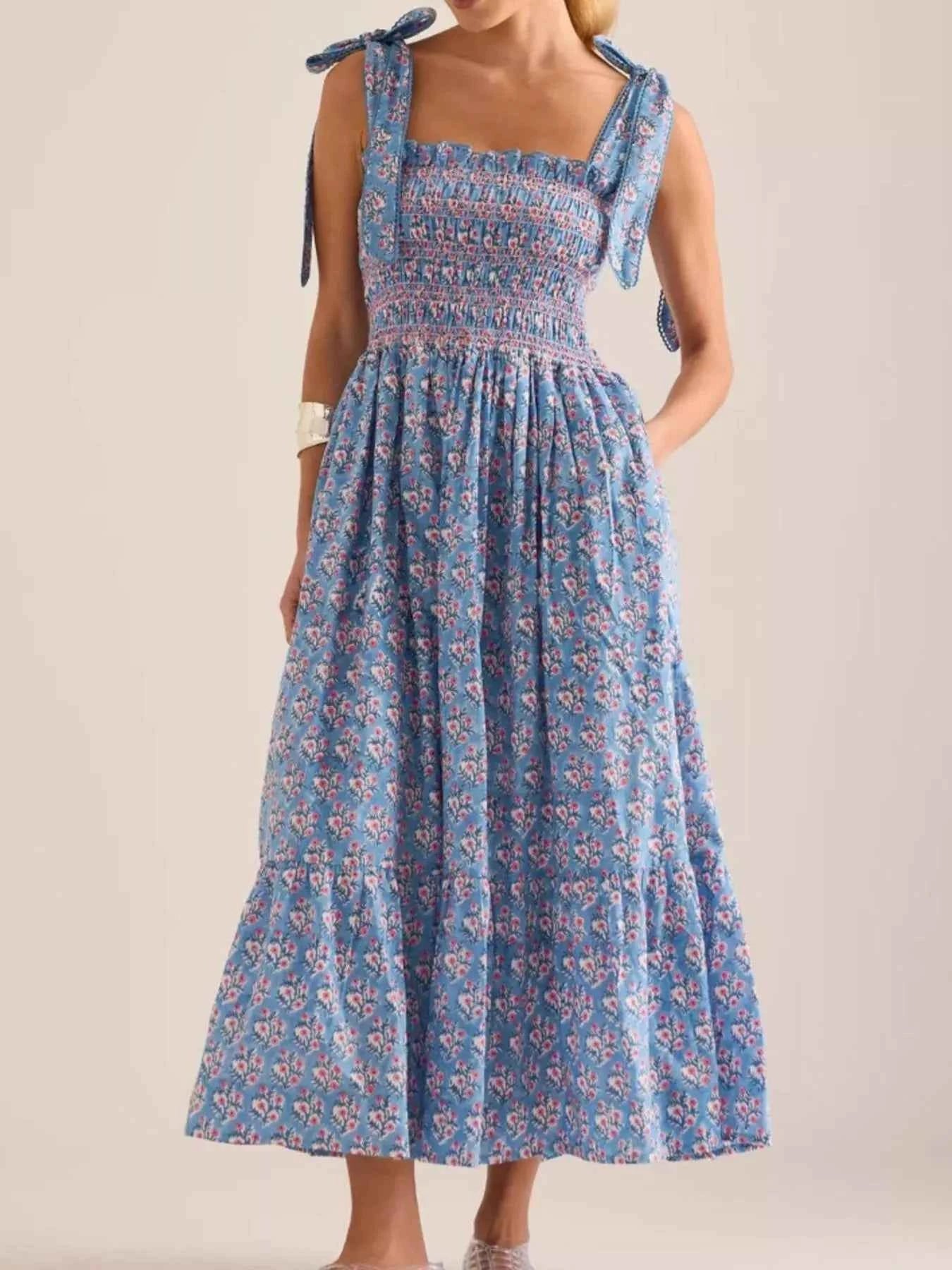 Floral Smocked Tie-Shoulder Midi Dress 44e5a58d-6891-4bff-a0c0-049767548364-Max-Origin