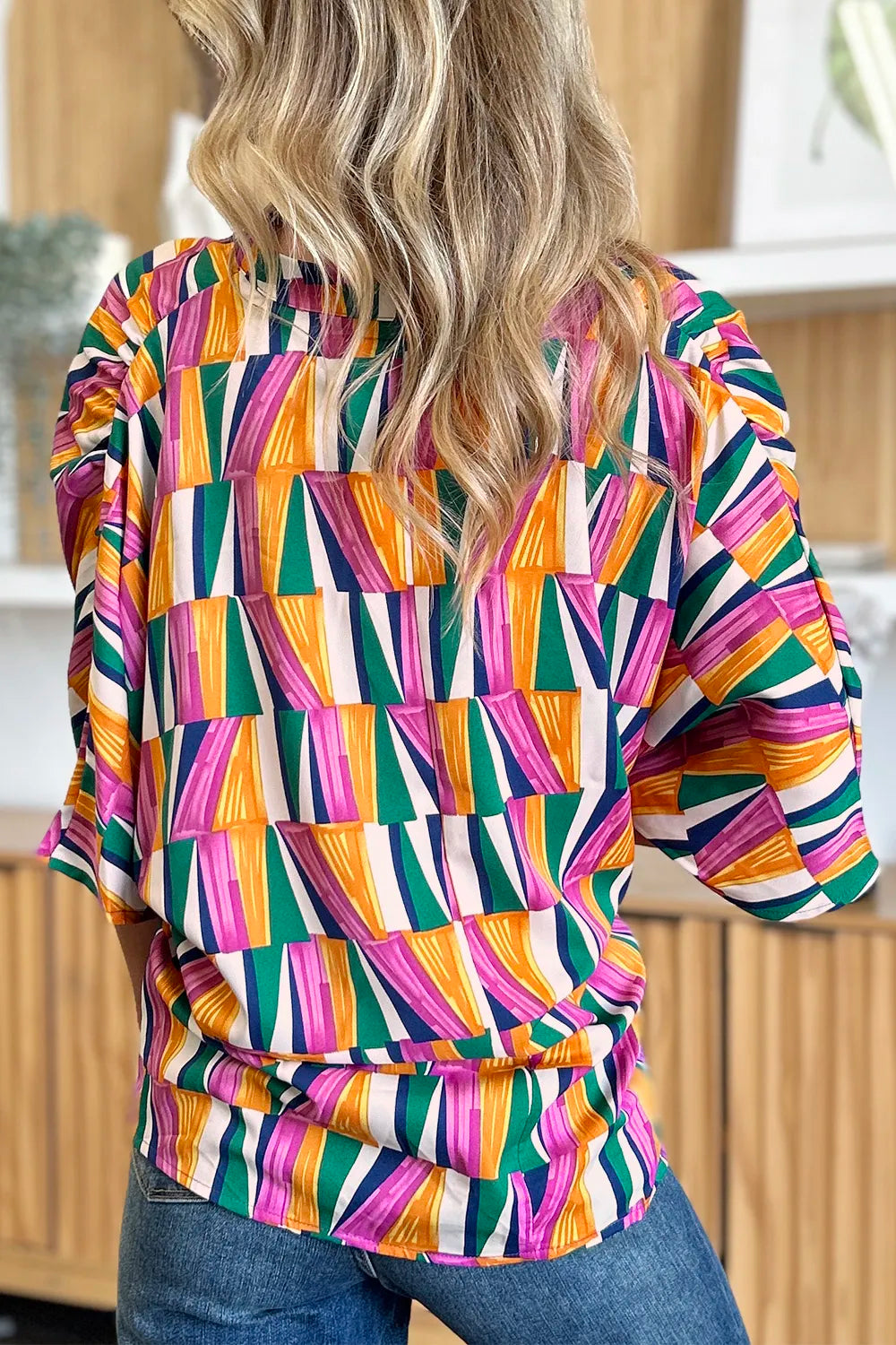 Double Take Full Size Geometric Notched Dolman Sleeve Top 44e7d03f-b6f7-45bd-a7b9-57d26deb792d-Max