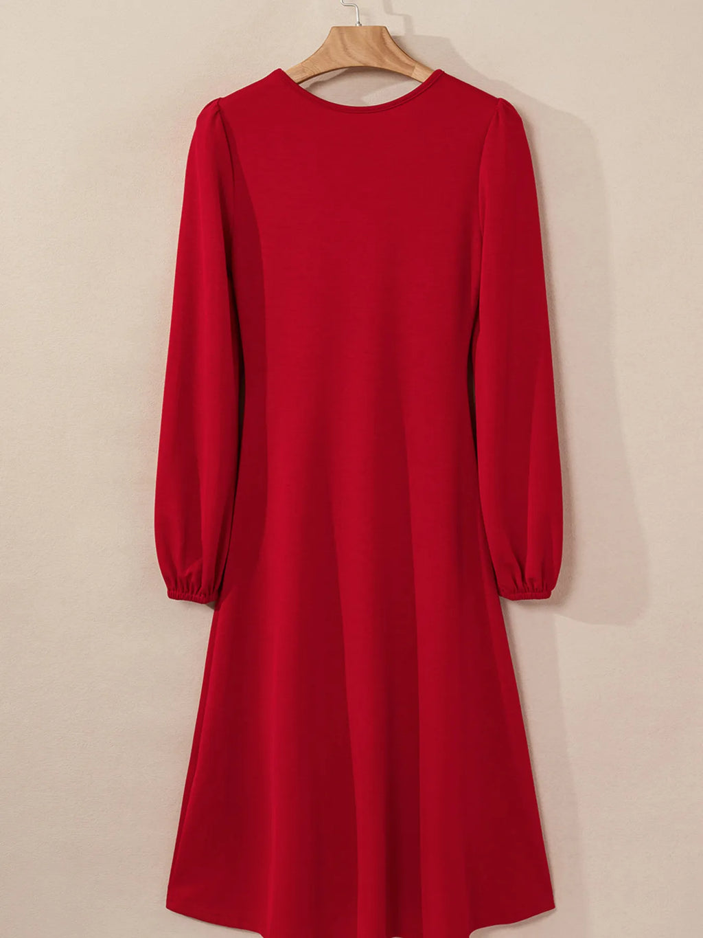 Solid Color Ruched Detail Long Sleeve Midi Dress 44ed58fa8b6a42ed8affc8d2a7dbdacb-Max-Origin
