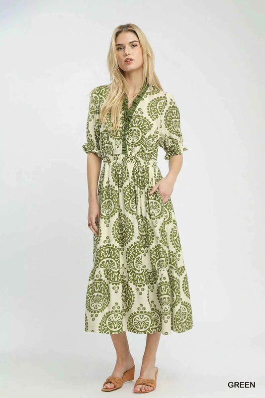 Umgee Paisley Smocked Waist Midi Dress 44f64782-5ee5-445b-b2a8-0a1b09a35c76-Max-Origin