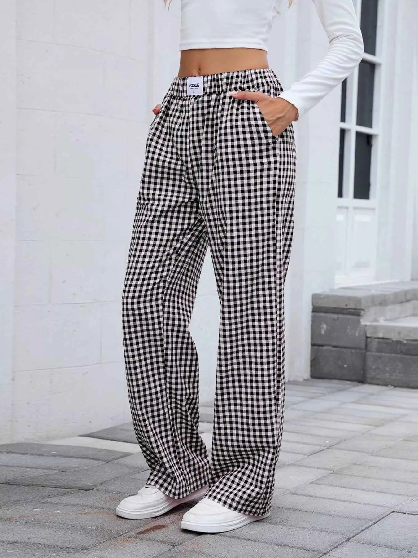 Plaid Wide Leg Casual Pants 44fd5c36-ce4a-4a96-bad8-9ea822e51053-Max-Origin