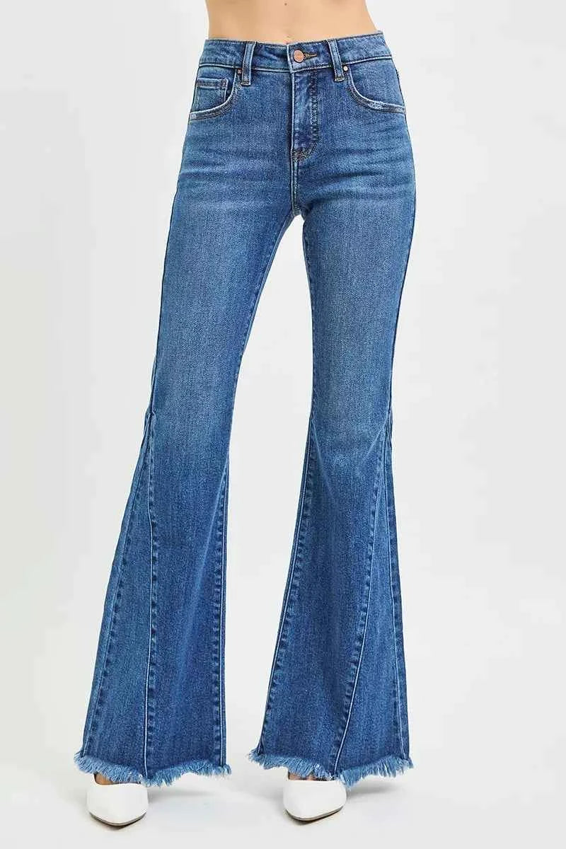 RISEN Mid Rise Flare Side Seam Detailing Jeans DARK 44fd76dc6e4f476a8fa7e143c8a5da85-Max-Origin