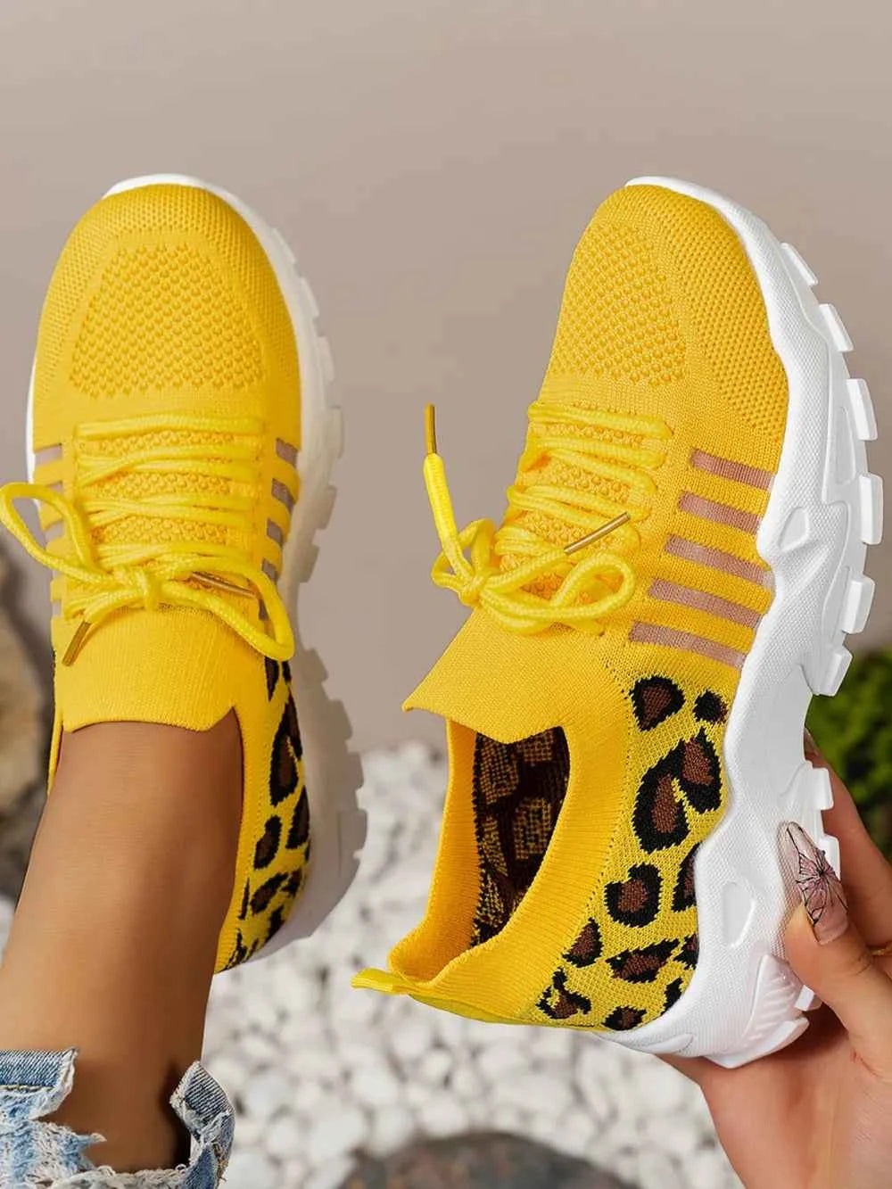 Cutout Leopard Lace Up Mesh Athletic 451490e0-b443-4304-8e67-9558c4324299-Max