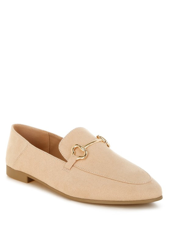 Noltas Horsebit Embellished Flat Loafers Beige 45312a52-980d-48c5-9cc9-eabbf7295d13
