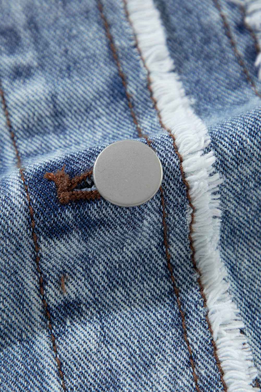 Beau Blue Plaid Print Patchwork Hooded Raw Hem Denim Jacket 453377efb226eb57