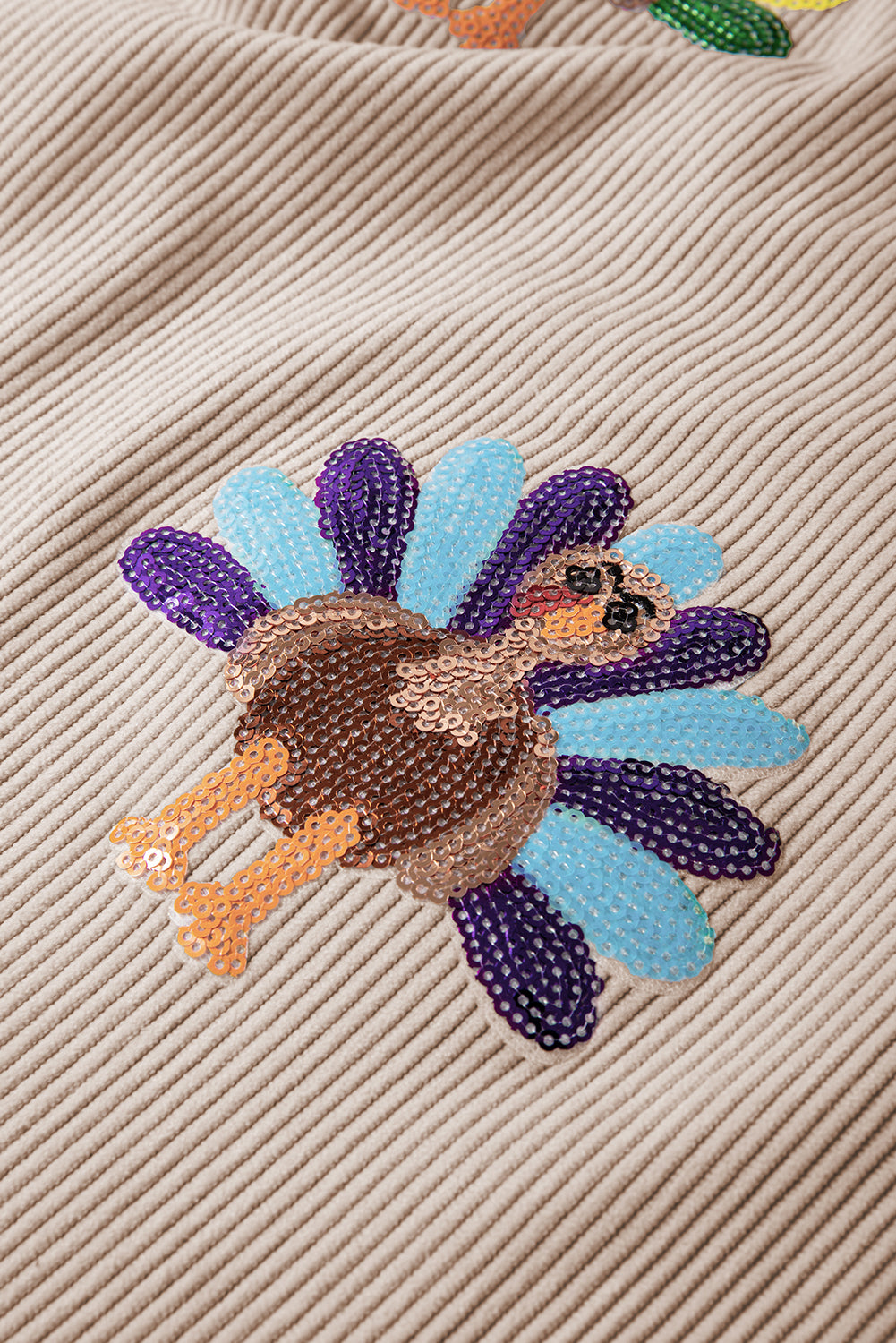 Smoke Gray Turkey Patch Application Graphic Corded Baggy Sweatshirt 453b3d19b0c6aee1