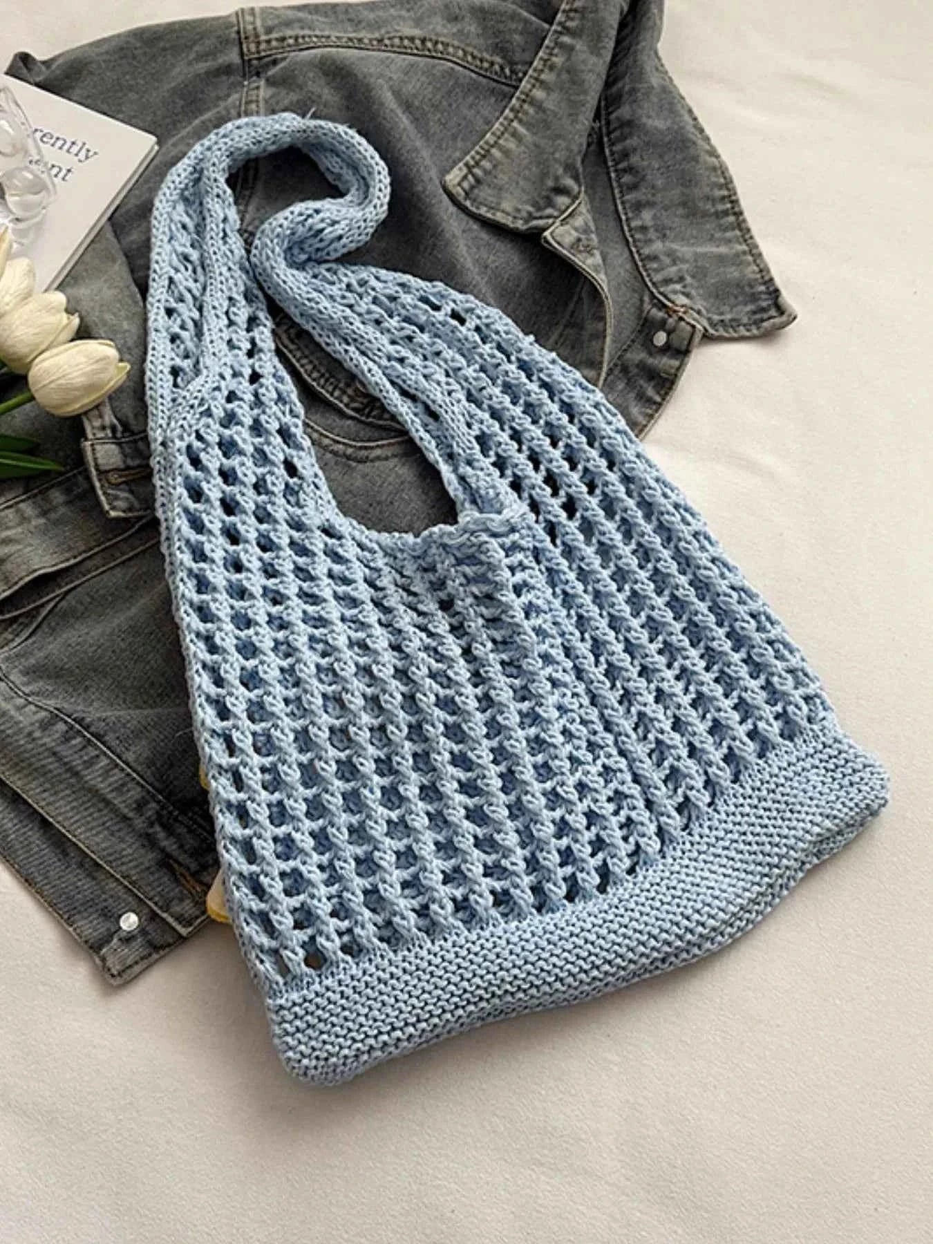 Flower Crochet Shoulder Bag Blue onesize 45411e84-3038-465e-bff8-0d4091f8aecc-Max-Origin