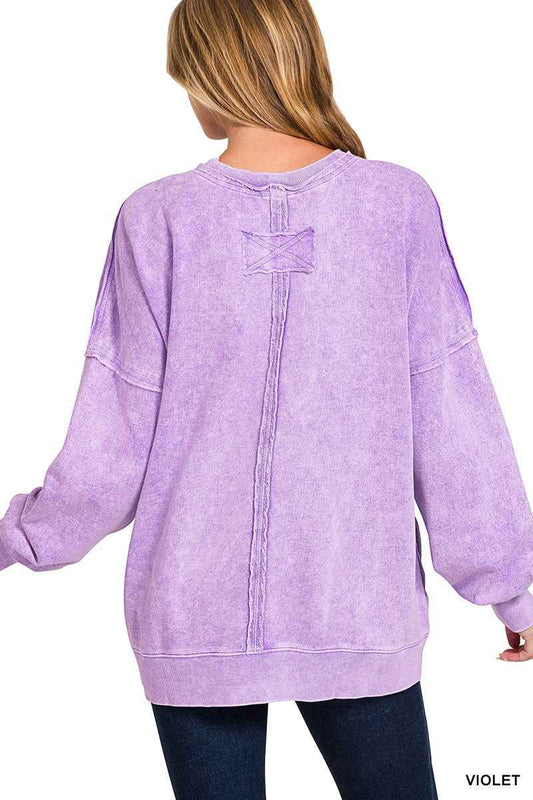 Halo Washed French Terry Exposed-seam Sweatshirt 4541ebc0d41149e68b4d957b96370f93-Max