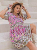 Plus Size Floral Print V-Neck Puff Sleeve Summer Dress 4547847b-c716-4dfd-90b2-a262cd2b3b6a-Max-Origin