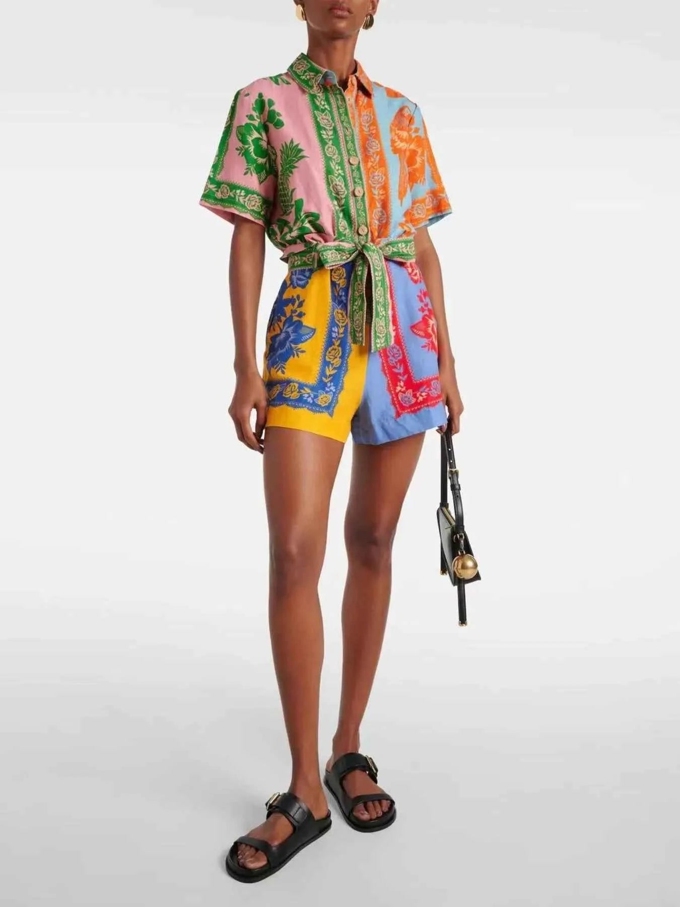 Printed Short Sleeve Tie Waist Romper 455d2b1aba904895b6617ffa3ae5874a-Max-Origin