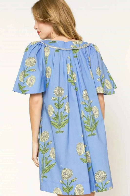 Tropical Print Bell Sleeve Mini Dress 45633a5a-cbd3-459b-8c8d-8f12679e6e51-Max-Origin