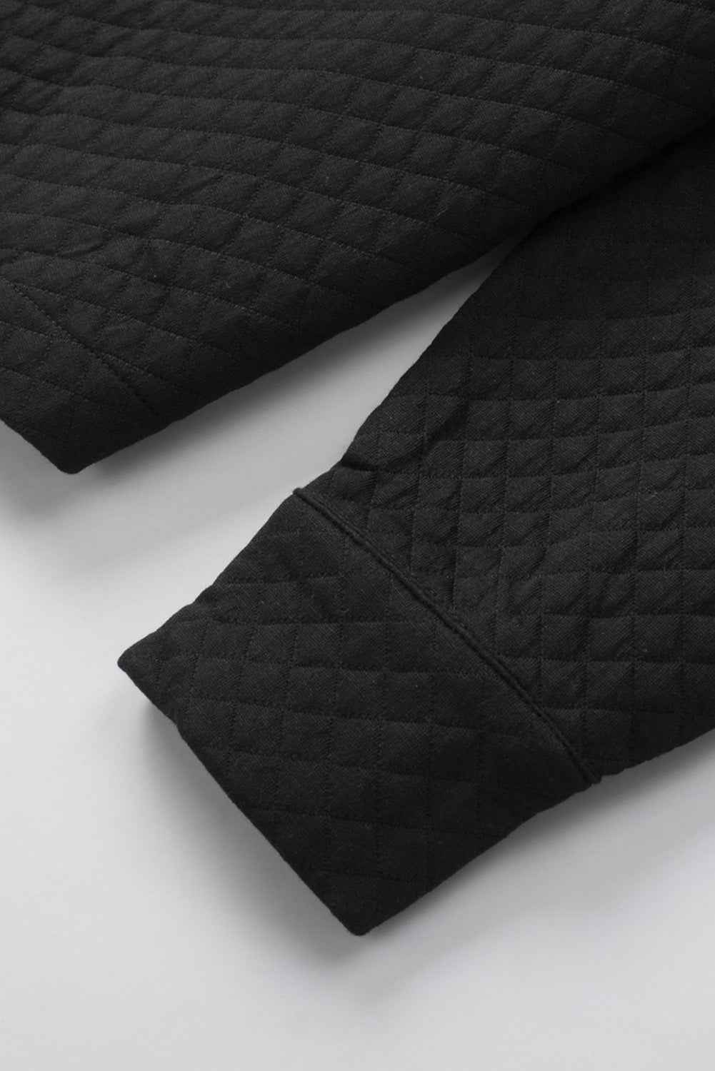 Black Lattice Texture Retro Flap Pocket Button Quilted Shacket 4564f390ac64856e