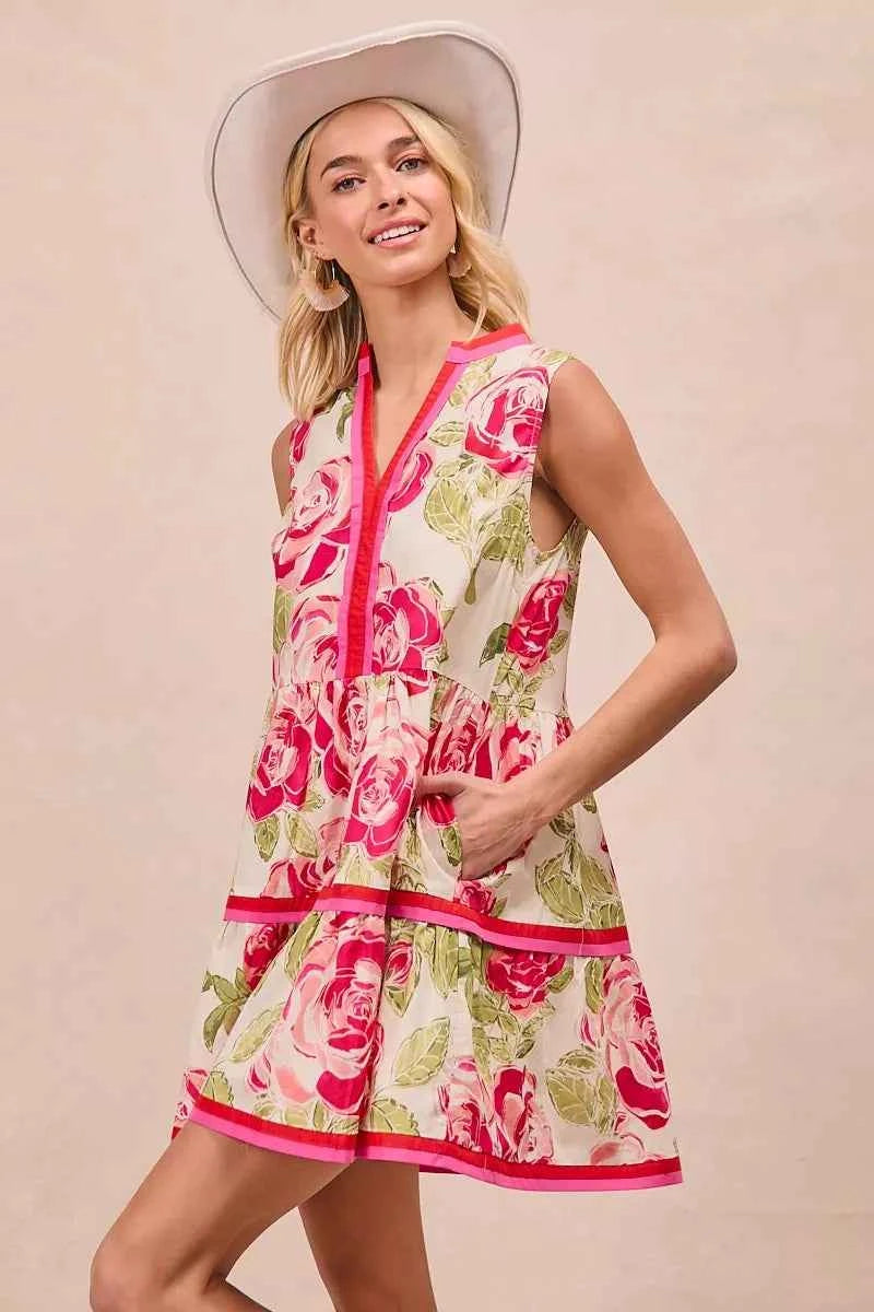 BiBi Floral Woven Contrast Edge Tiered Ruffle Mini Dress 4568fcd68c414048808763565f56e254-Max-Origin