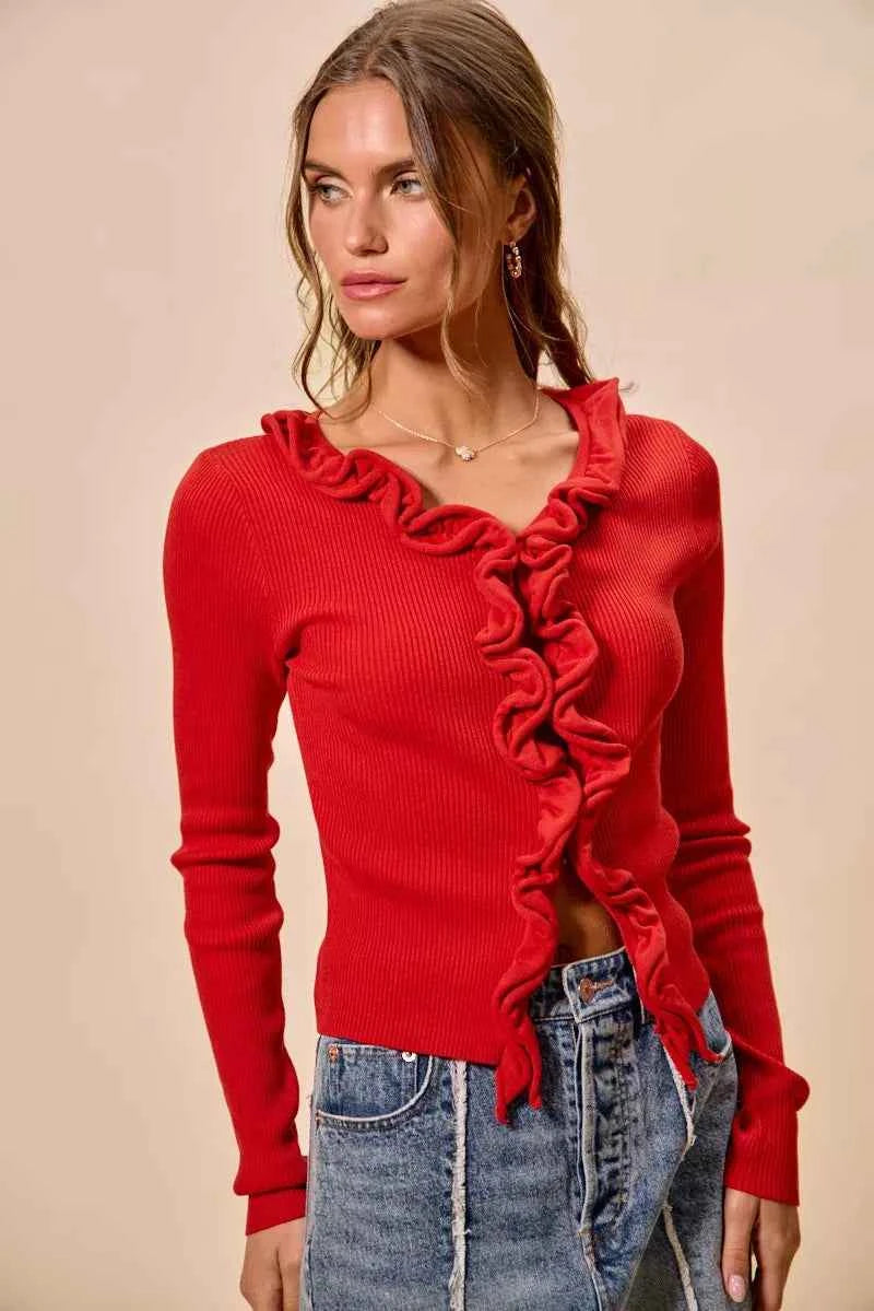 SO ME Cascade Ruffle Ribbed Sweater Cardgian 456cc05d6bca4dfdb9b08745e425a2fe-Max-Origin