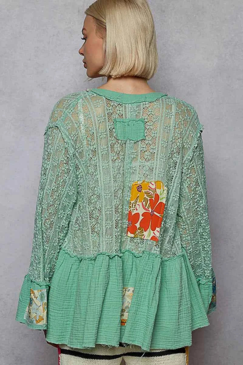 POL Lace Ruffled Hem Open Front Cardigan 457548f0-a30a-472d-b796-f7444c9b7130-Max-Origin