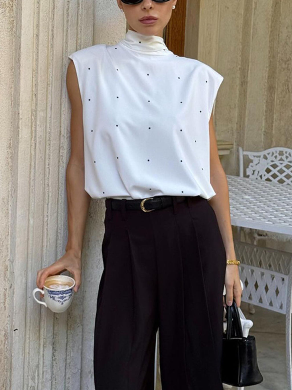 Polka Dot High Neck Tank 457aad9b-b2e2-41fe-96b5-a9ae2d5b321d-Max