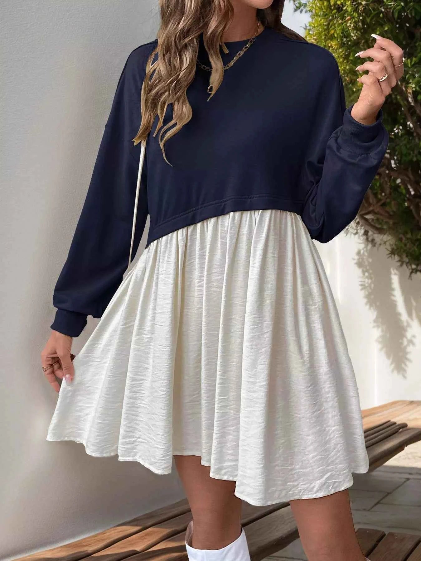 Two-Tone Dropped Shoulder Dress 457cdd36-7aee-41aa-95f6-cc5346759024-Max-Origin