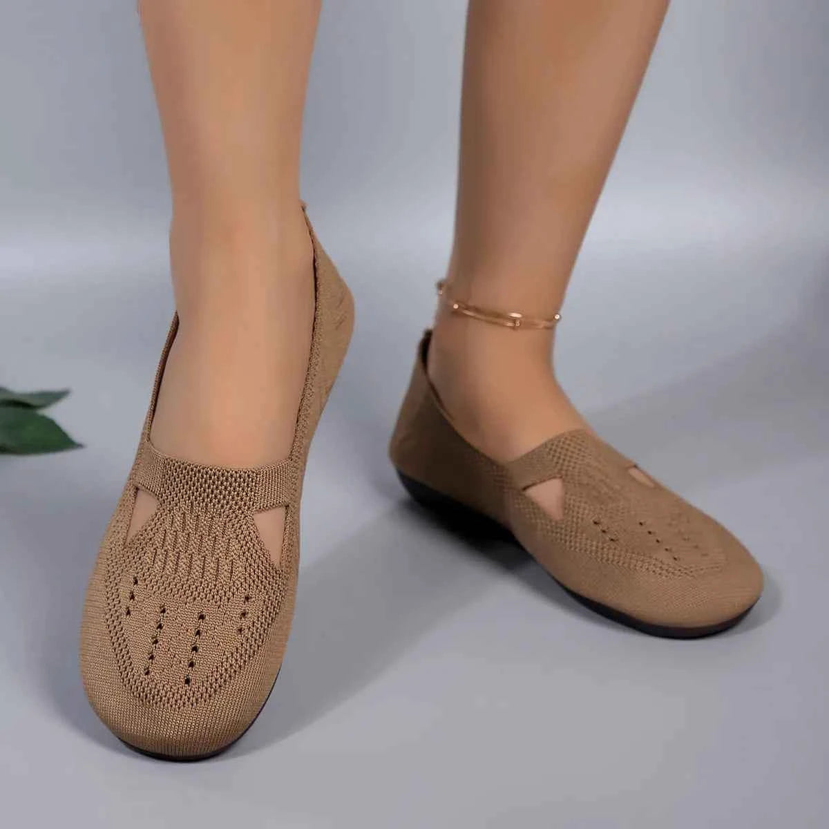 Cutout Mesh Slip Ons Khaki 457e0769d3384d2eacb243b90fa54a30-Max-Origin