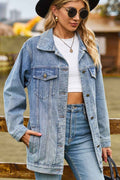 Buttoned Collared Neck Denim Jacket with Pockets Medium 45804ed3b0bc4134a0b66ae4c5167aeb-Max